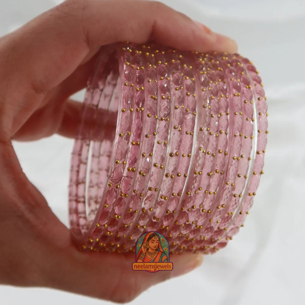 ’Light Periwinkle’ Crystal Cut Glass Bangle Set