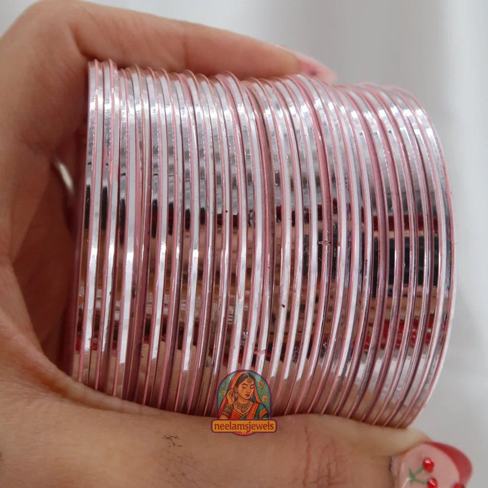 ’Light Pink’ Metallic Bangle Set