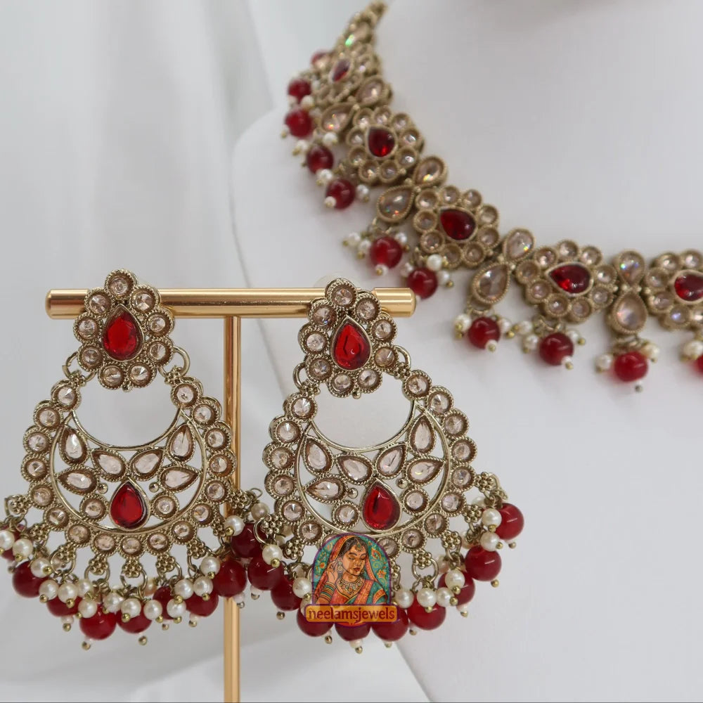 Loveleen Necklace Set (Maroon)