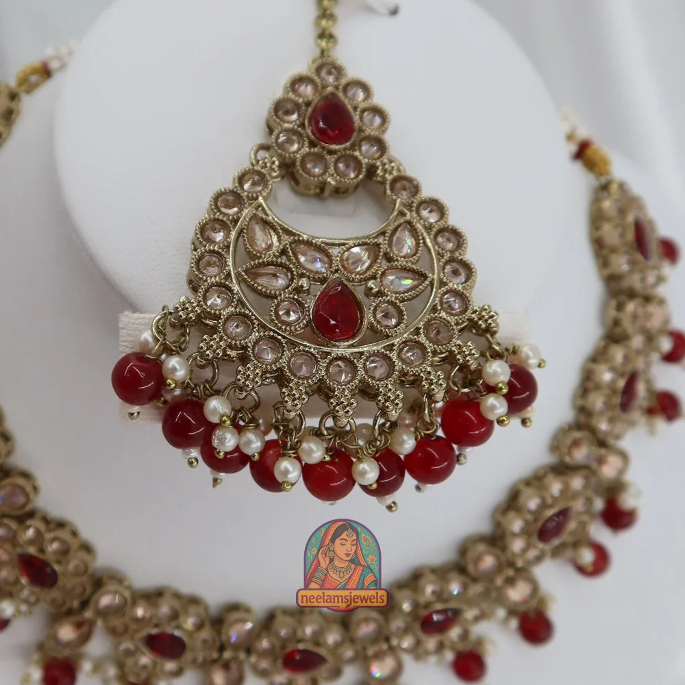 Loveleen Necklace Set (Maroon)