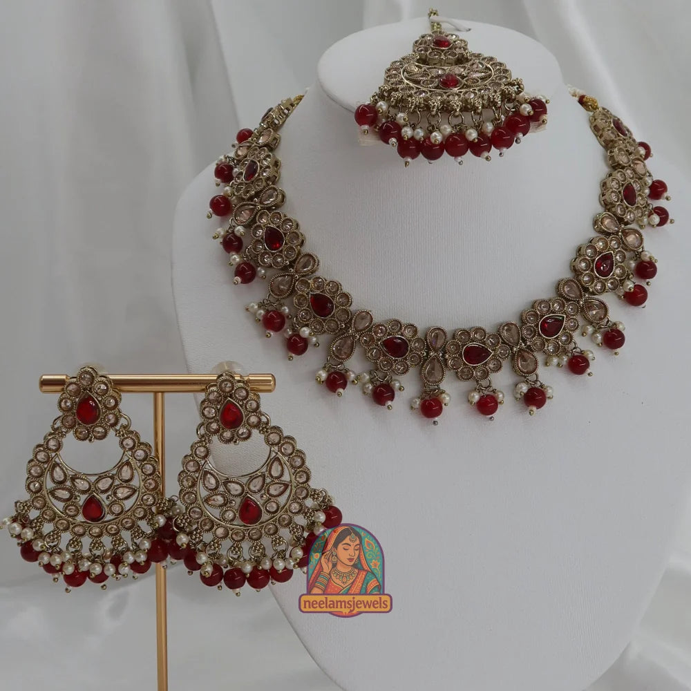 Loveleen Necklace Set (Maroon)