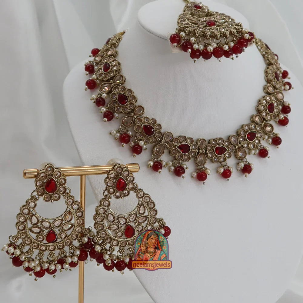 Loveleen Necklace Set (Maroon)