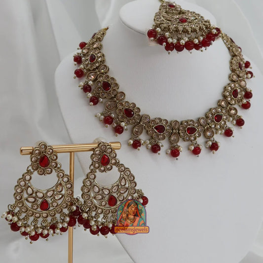 Loveleen Necklace Set (Maroon)