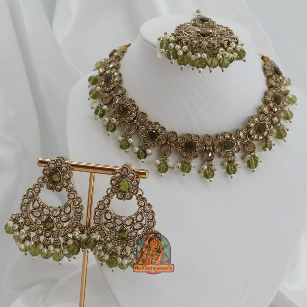 Loveleen Necklace Set (Mehndi Green)