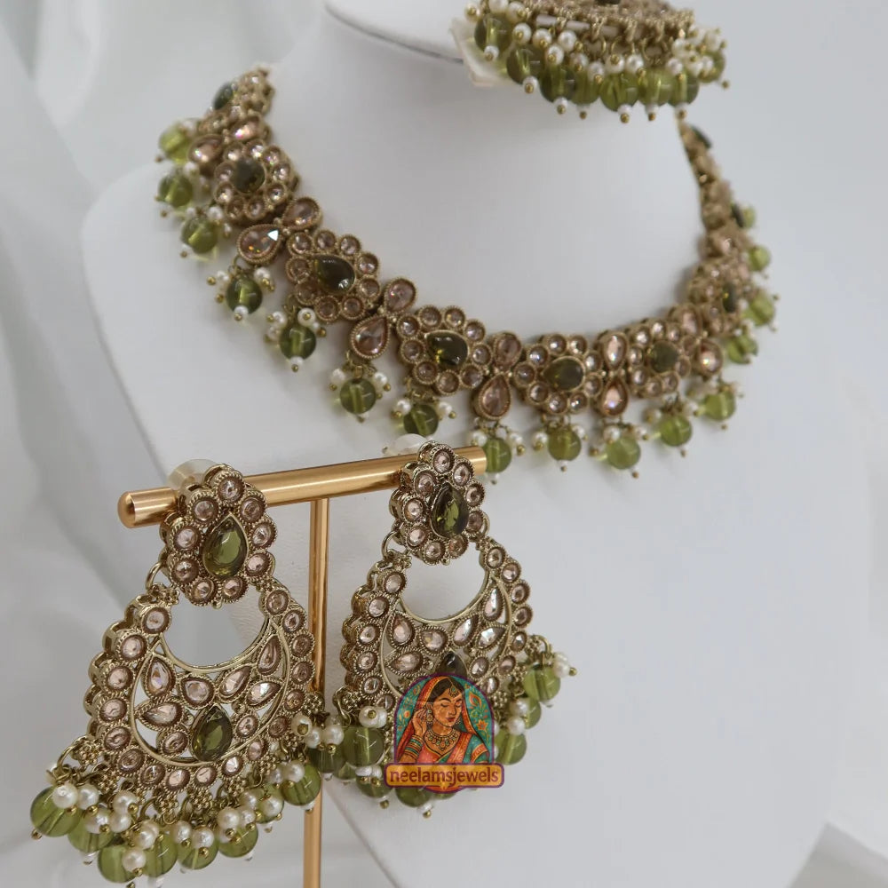 Loveleen Necklace Set (Mehndi Green)