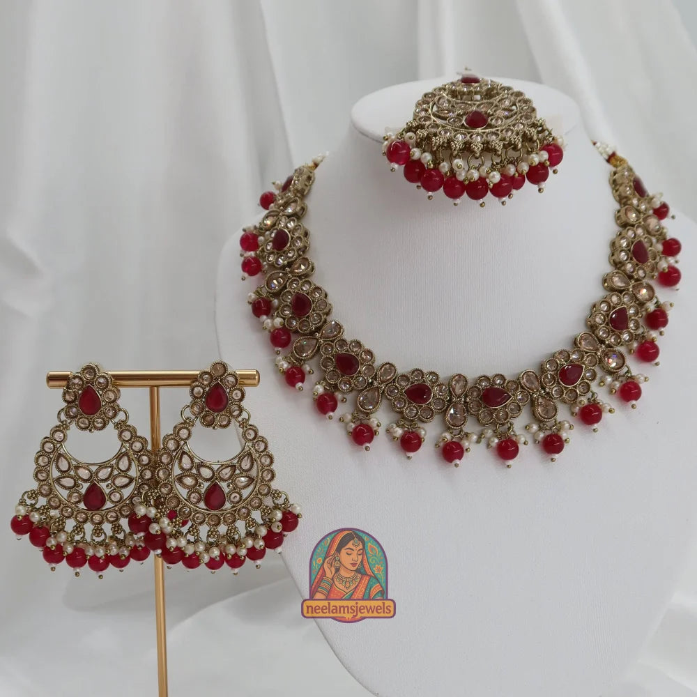 Loveleen Necklace Set (Red)
