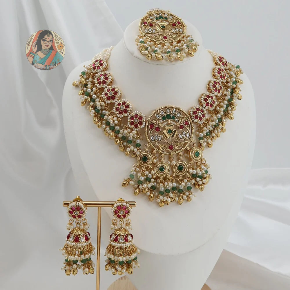 Maahie Necklace Set (Red/Green)
