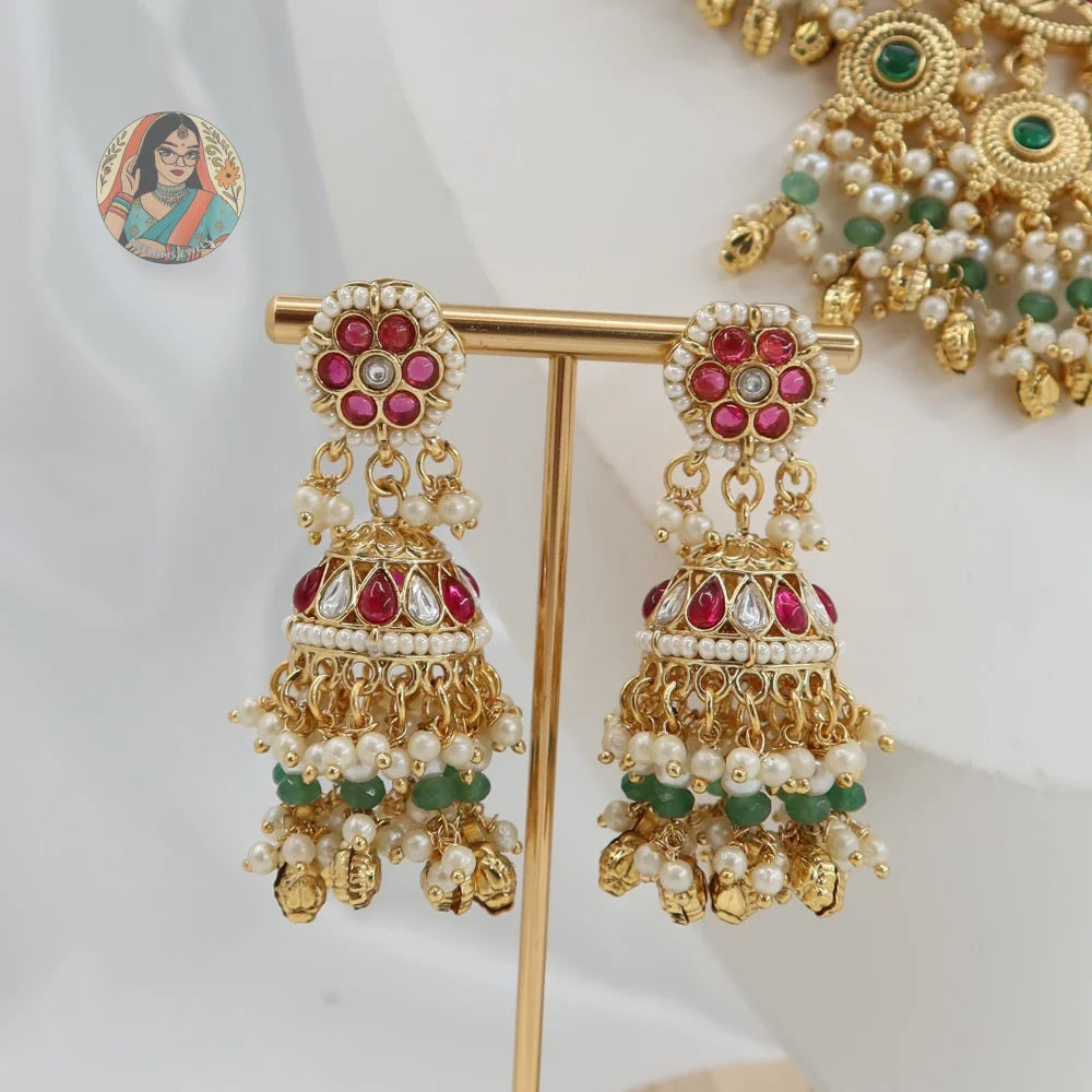 Maahie Necklace Set (Red/Green)