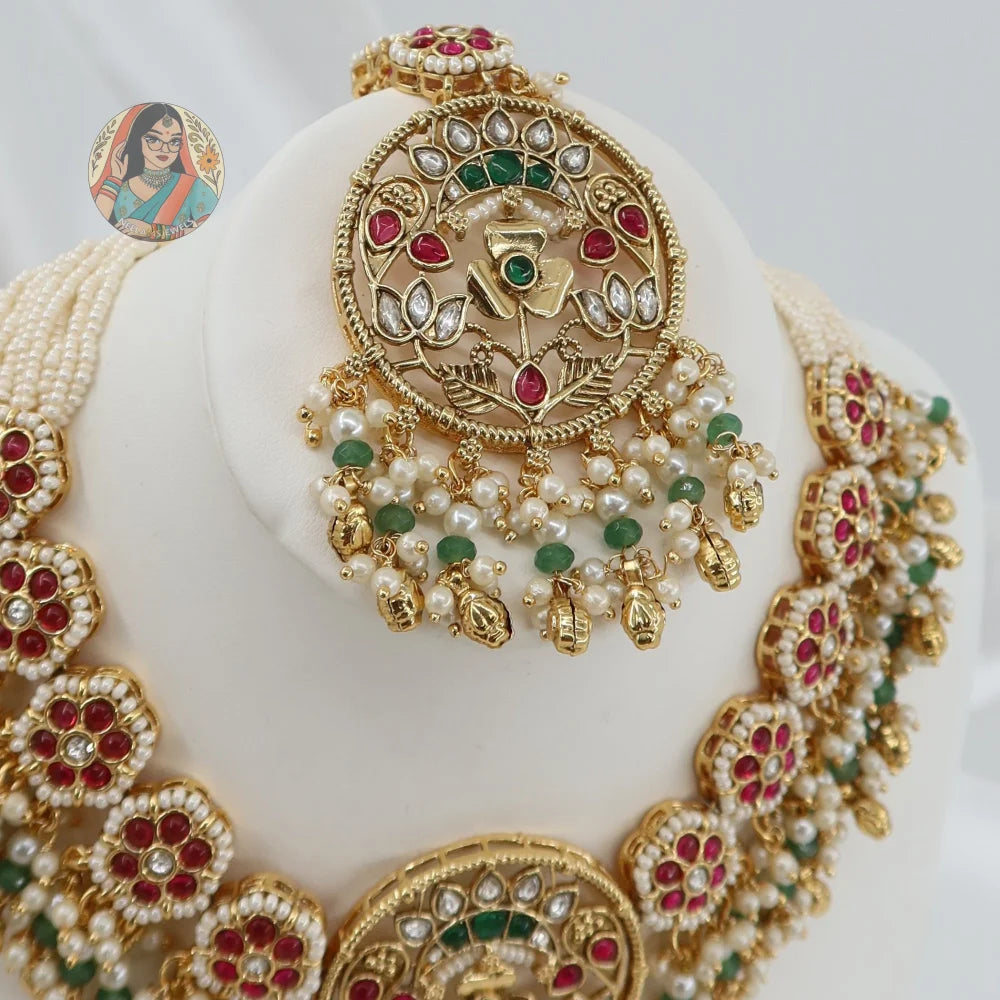 Maahie Necklace Set (Red/Green)