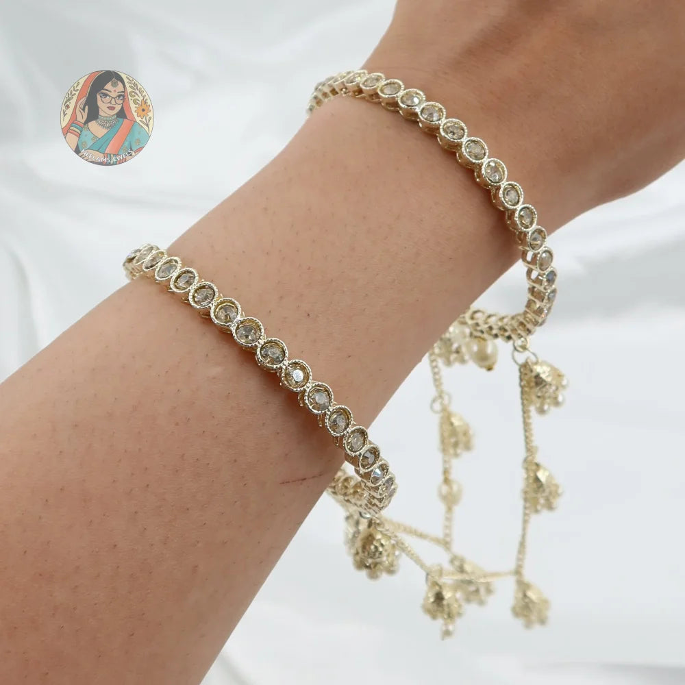 Madhuri Golden 3-Chain Connected Bangle