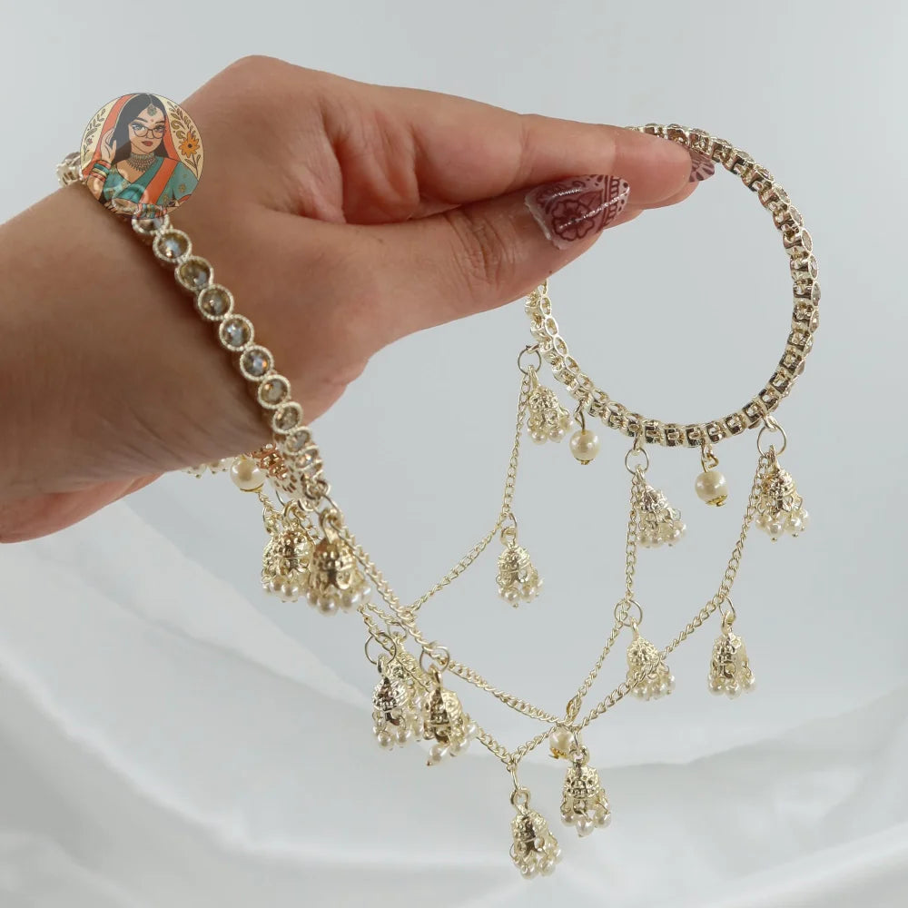 Madhuri Golden 3-Chain Connected Bangle