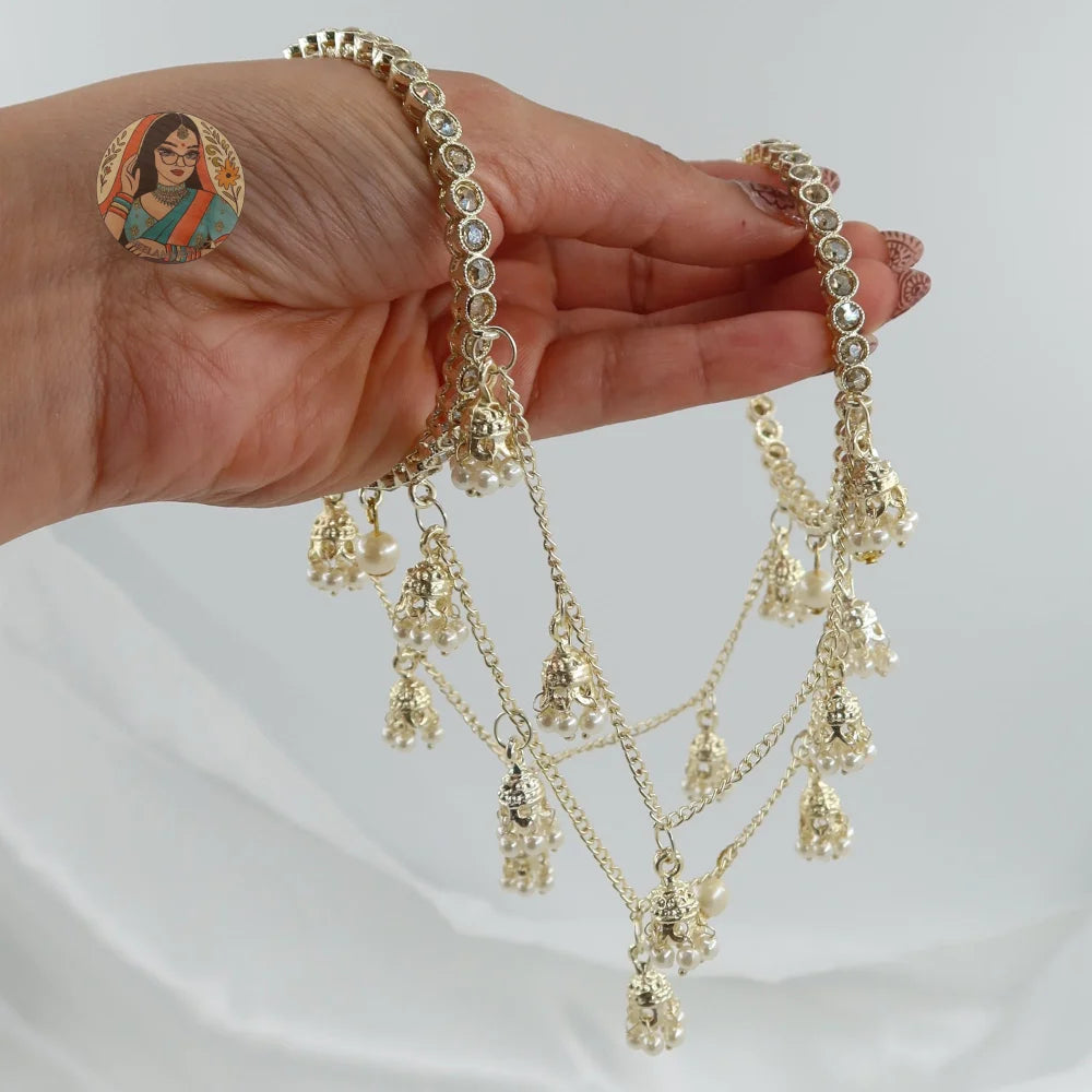 Madhuri Golden 3-Chain Connected Bangle