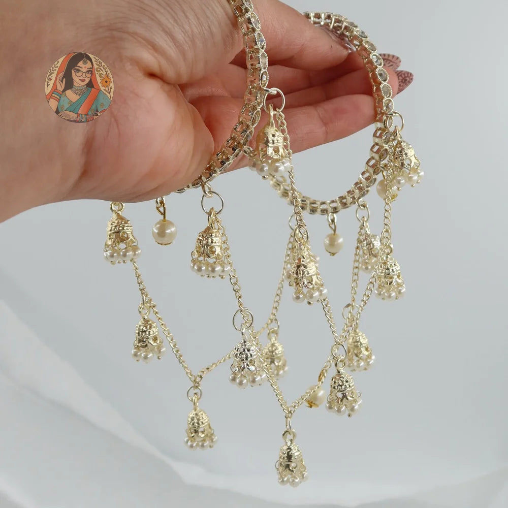 Madhuri Golden 3-Chain Connected Bangle