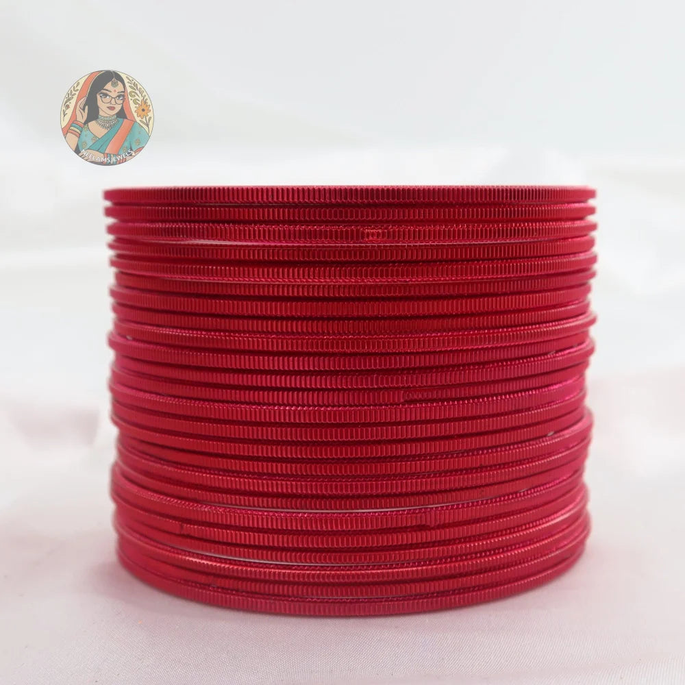 ’Magenta’ Shiny Plain Bangle Set
