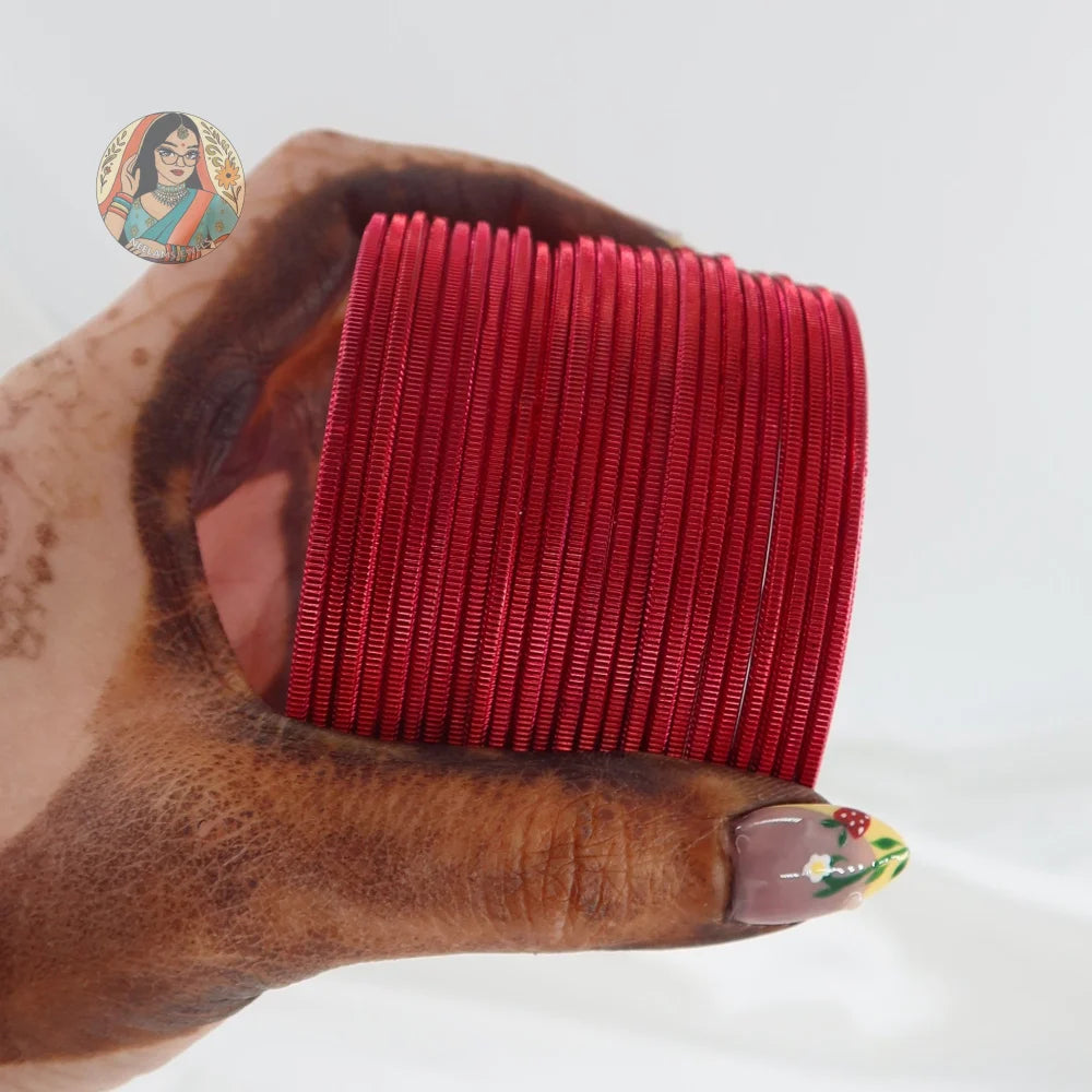 ’Magenta’ Shiny Plain Bangle Set