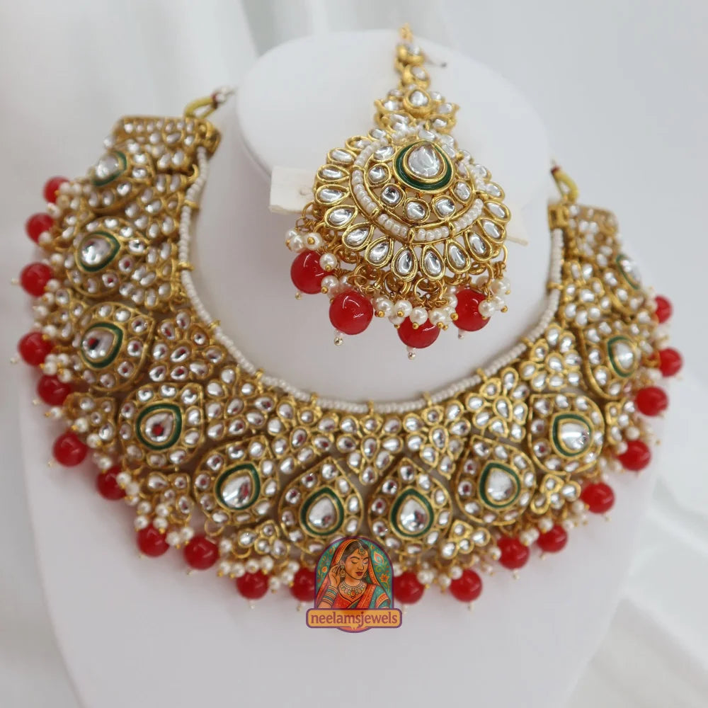 Mahal-e-Noor Necklace Set (Red)