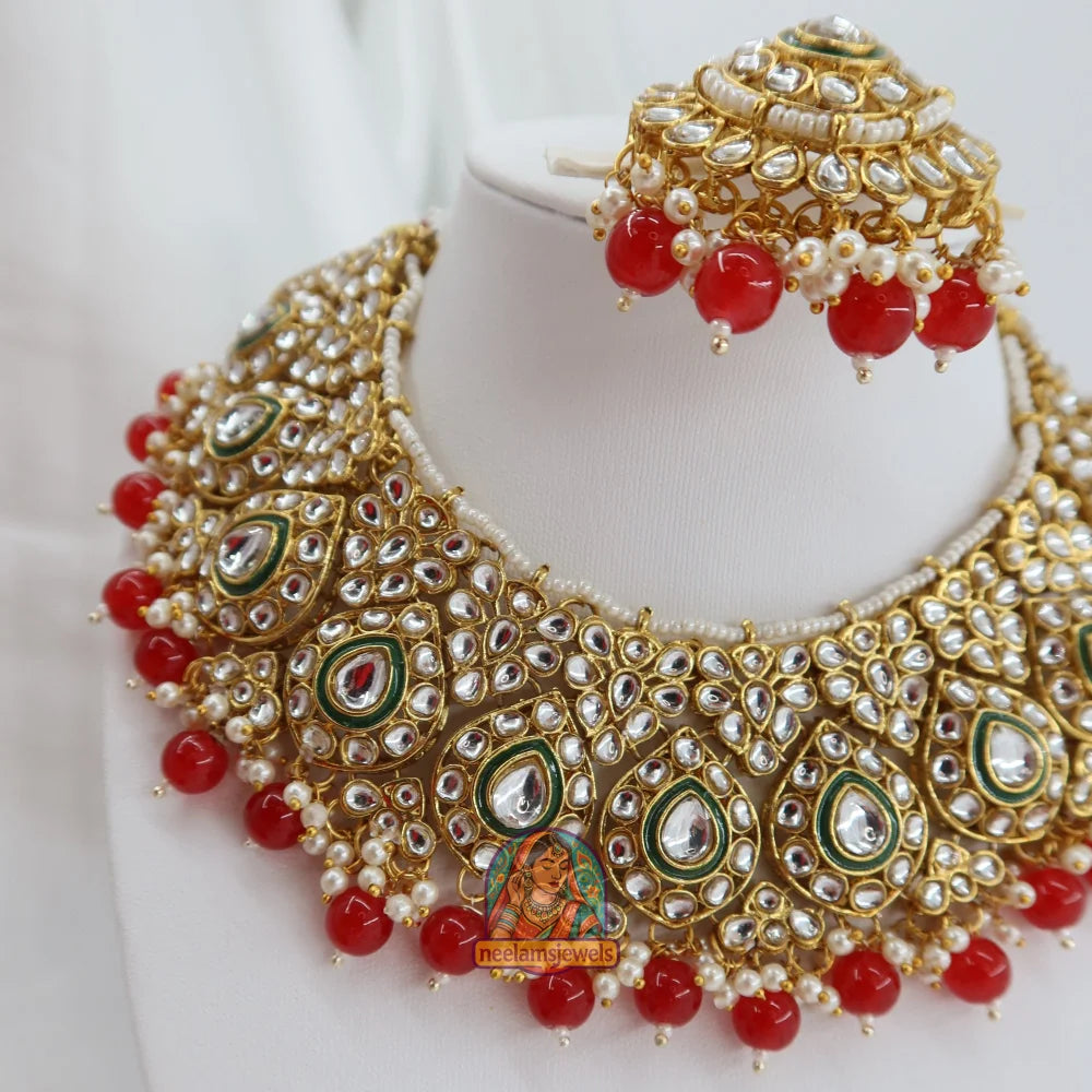 Mahal-e-Noor Necklace Set (Red)