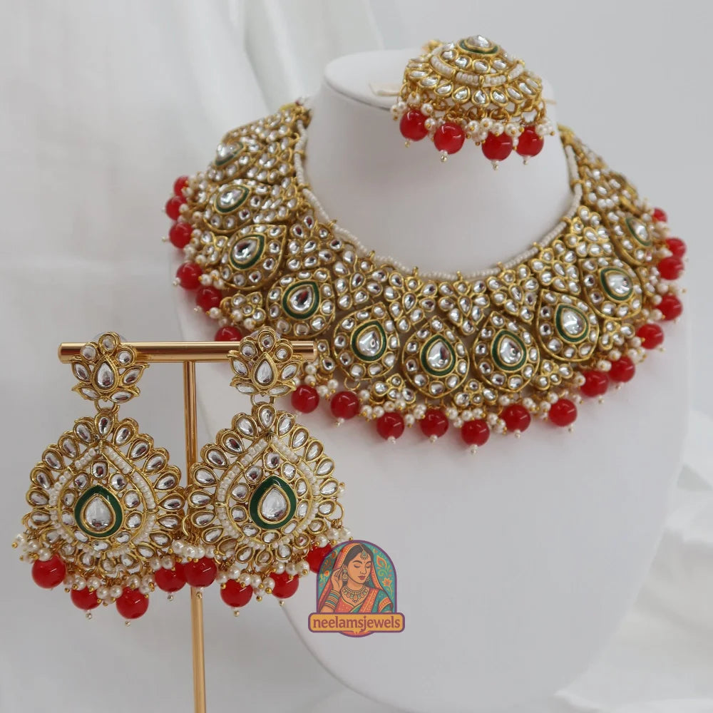 Mahal-e-Noor Necklace Set (Red)