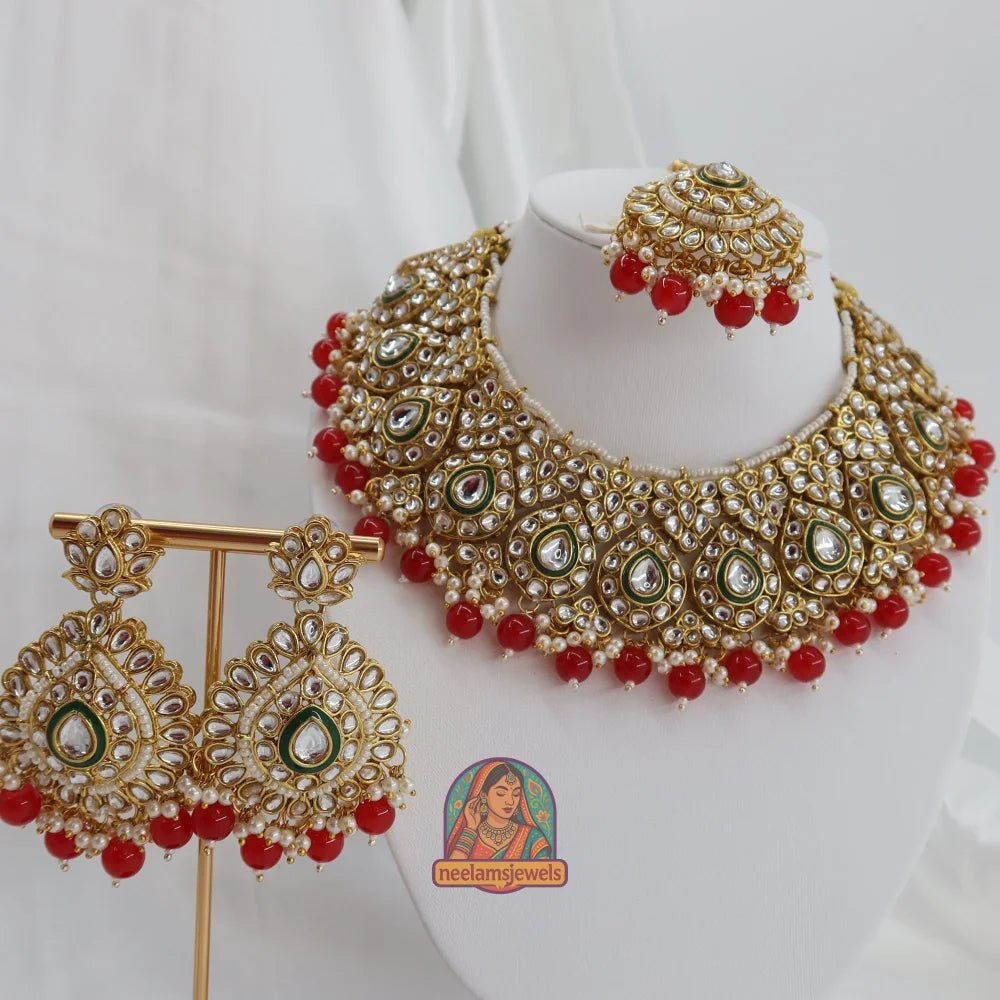 Mahal-e-Noor Necklace Set (Red)