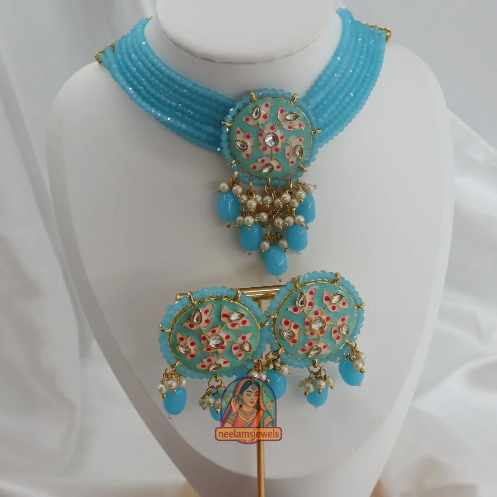 Mahima Meenakari Necklace (Blue)