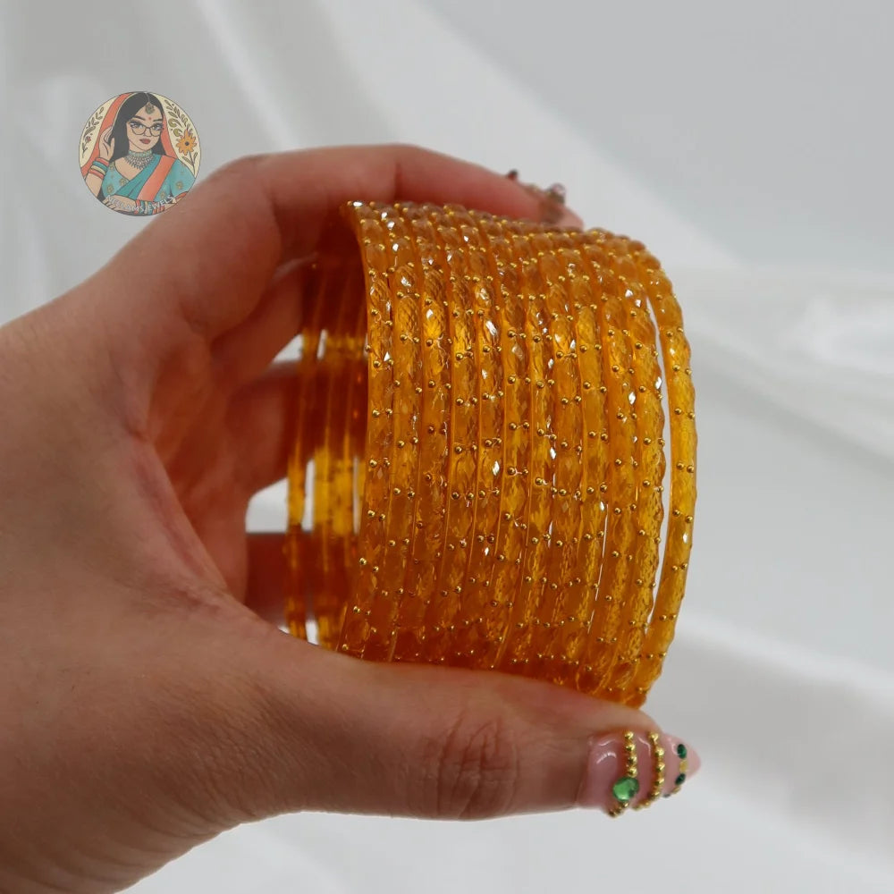 ’Mango’ Crystal Cut Glass Bangle Set