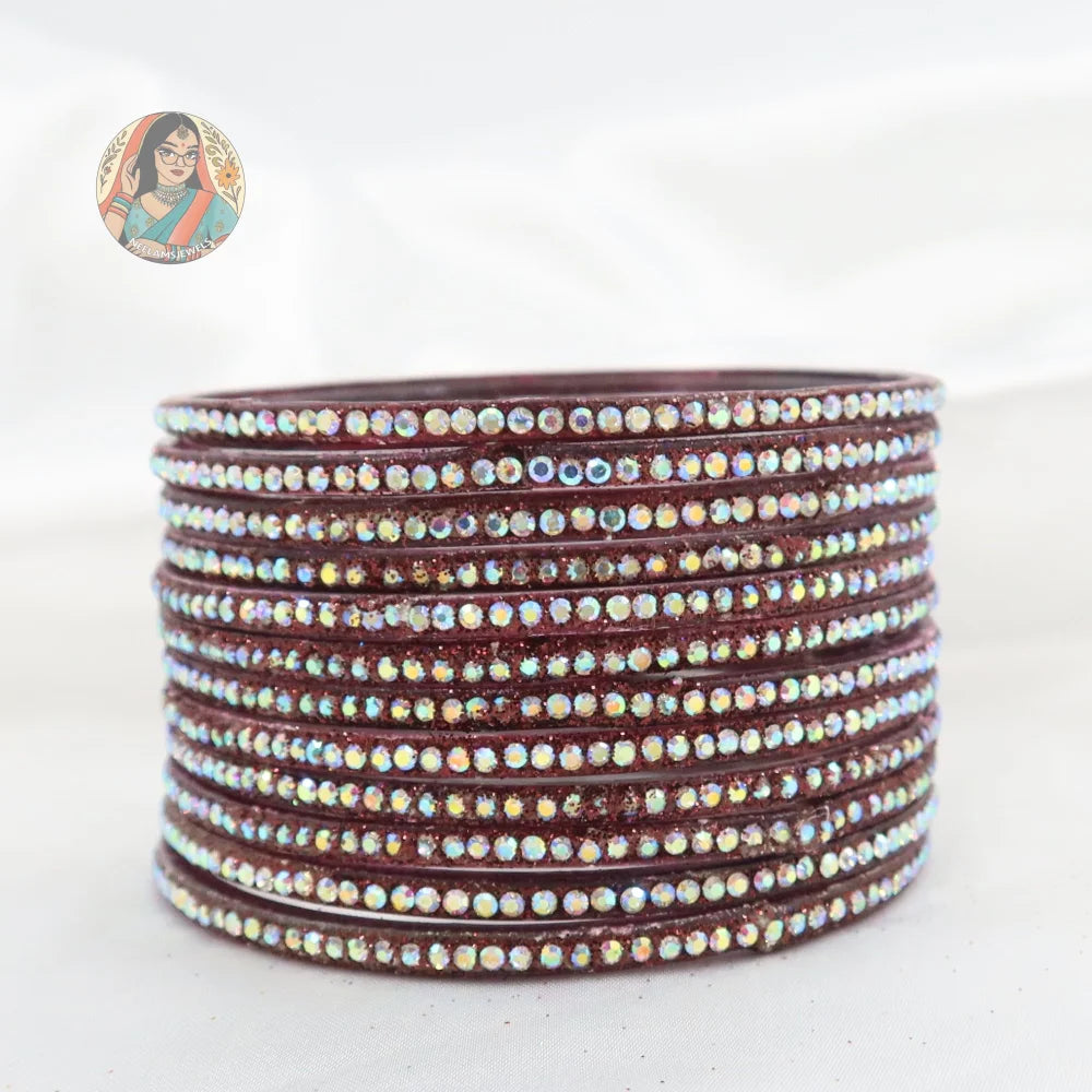 ’Maroon’ Bebo Glitter Glass Bangle Set