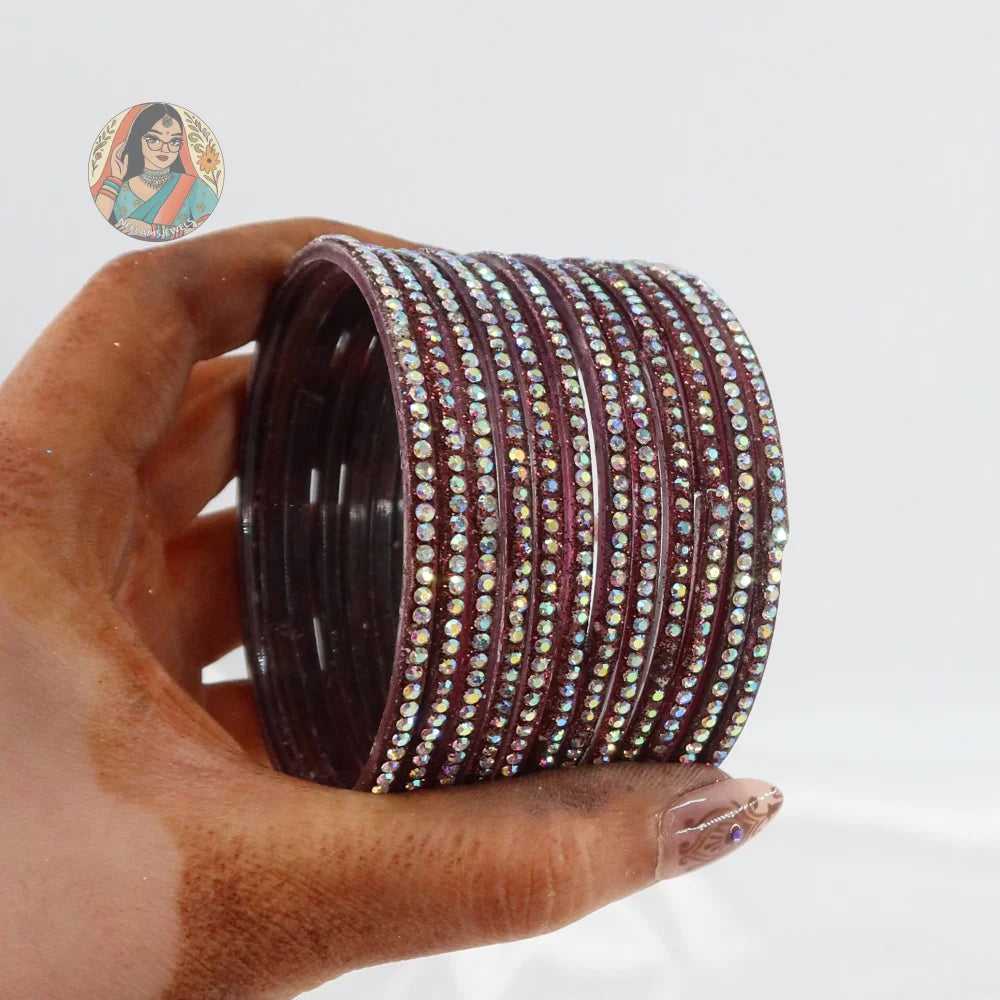 ’Maroon’ Bebo Glitter Glass Bangle Set