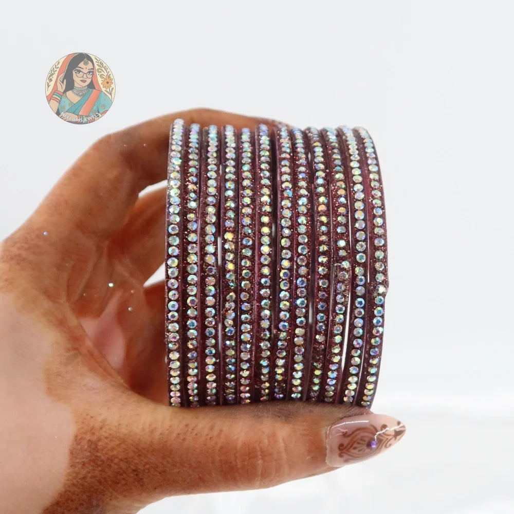 ’Maroon’ Bebo Glitter Glass Bangle Set
