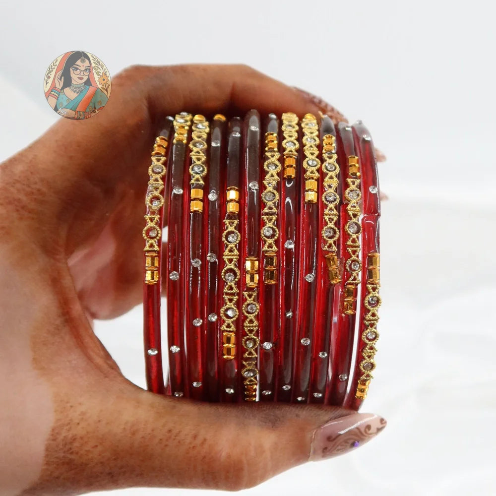 ’Maroon’ Mehwish Glass Bangle Set