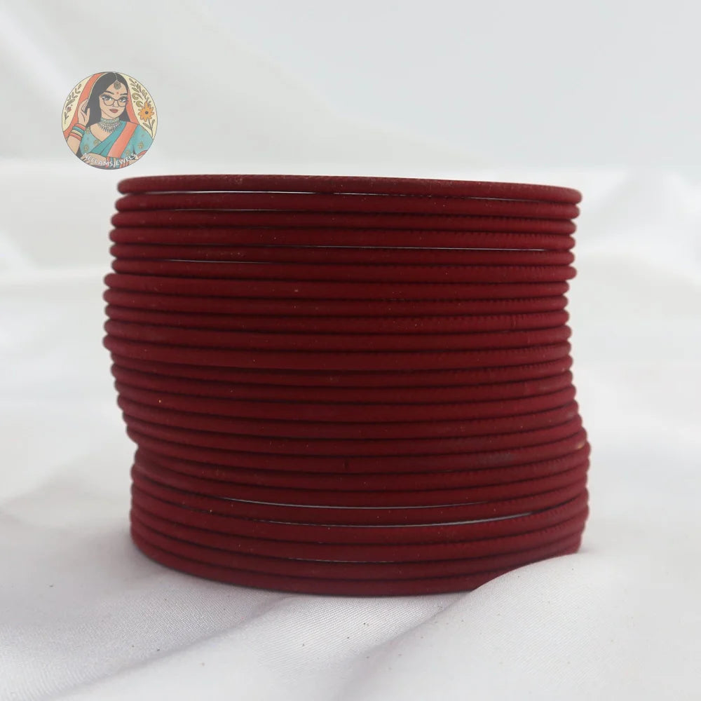 ’Maroon’ Plain Matte Bangle Set