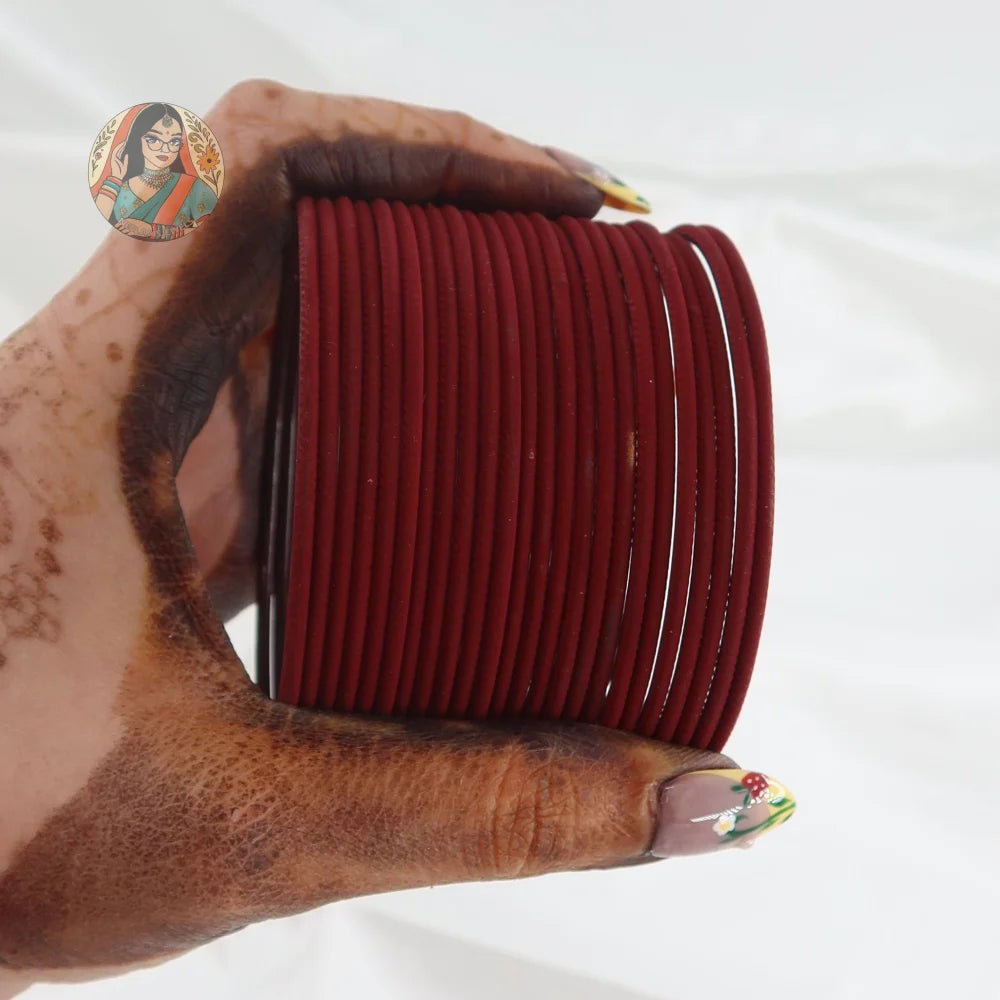 ’Maroon’ Plain Matte Bangle Set