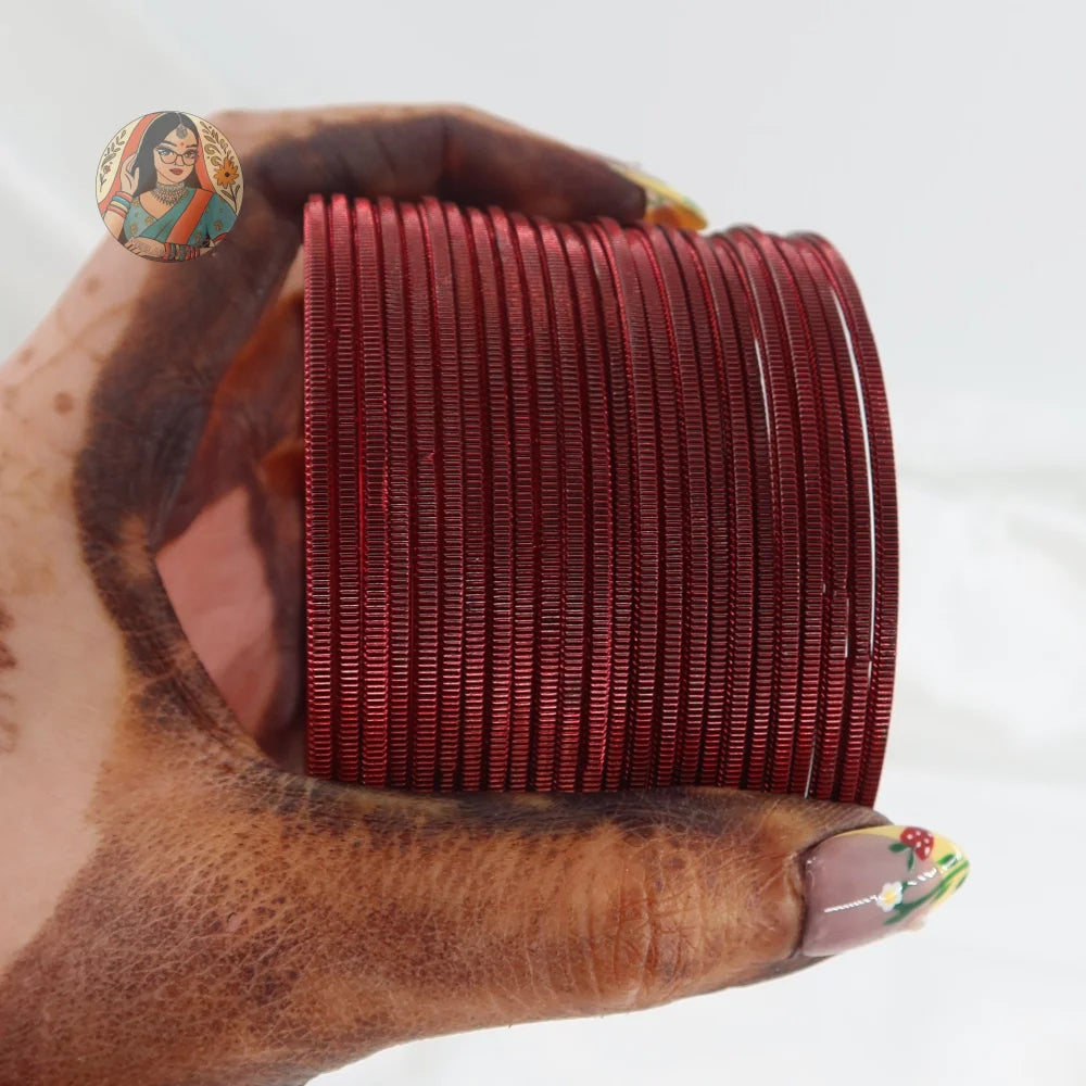 ’Maroon’ Shiny Plain Bangle Set