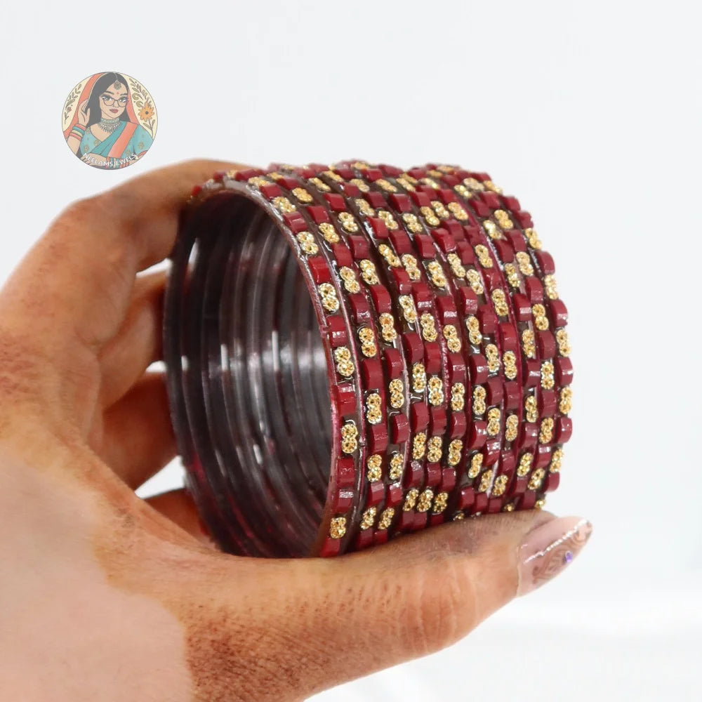 ’Maroon’ Tara Glass Bangle Set