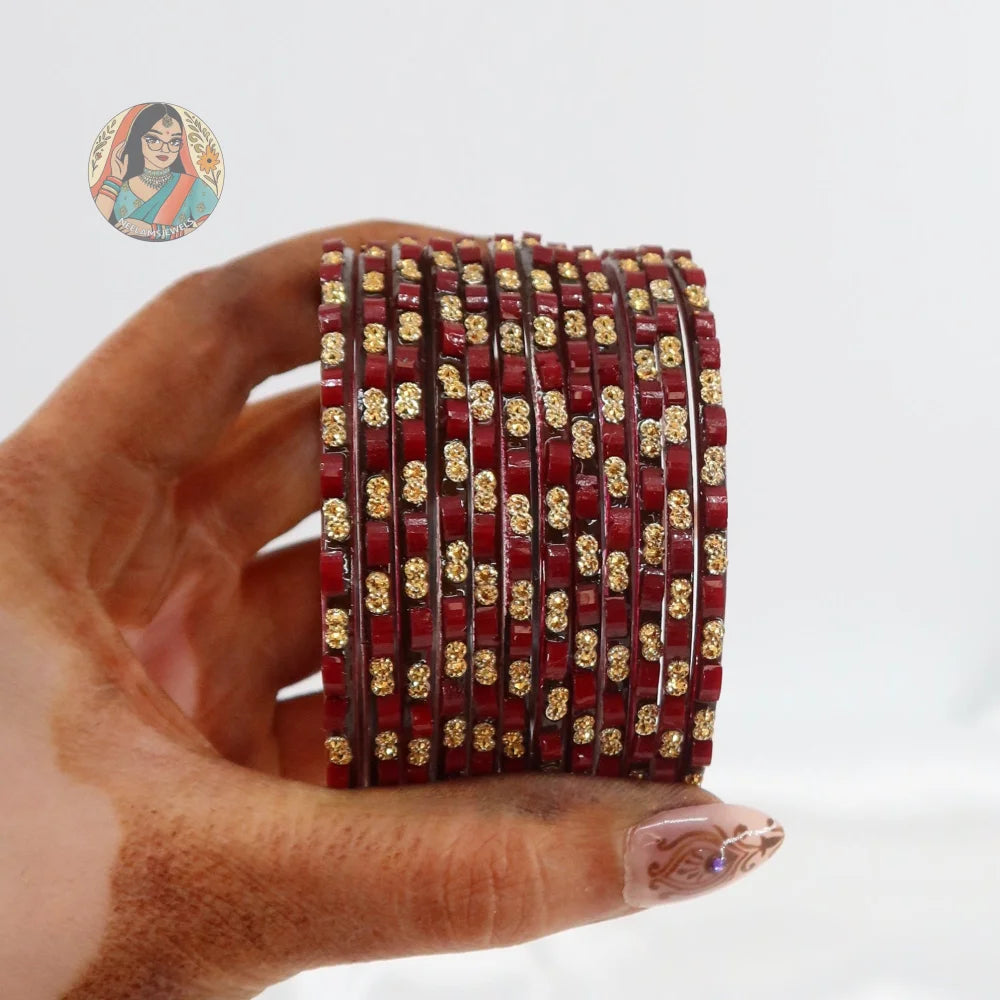 ’Maroon’ Tara Glass Bangle Set