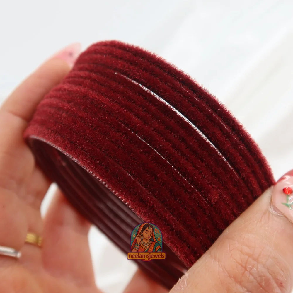 ’Maroon’ Velvet Bangle Set 2.10