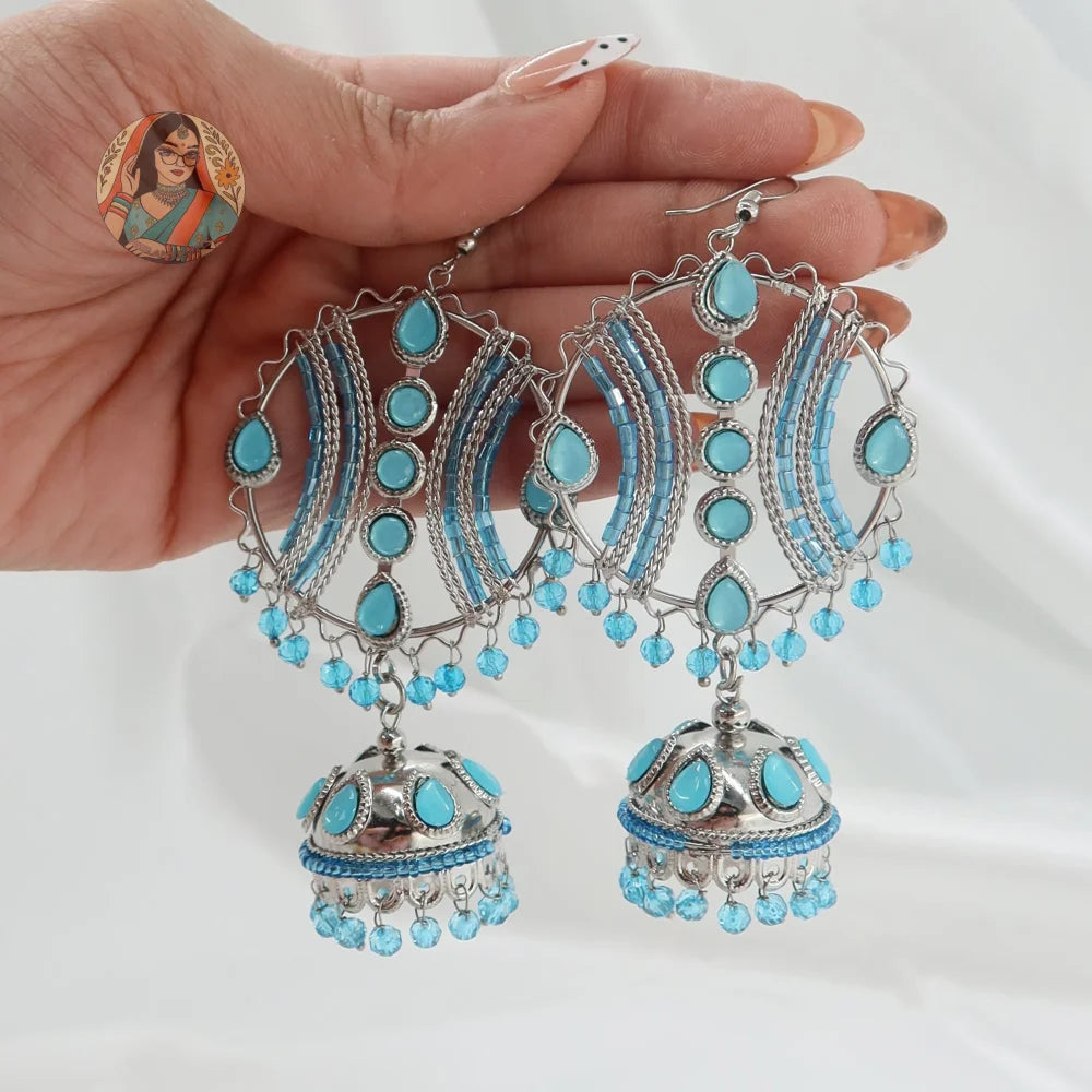 Maula Mere Maula Jhumkas - Bollywood Y2K Earrings - 1 tier no ghungroos