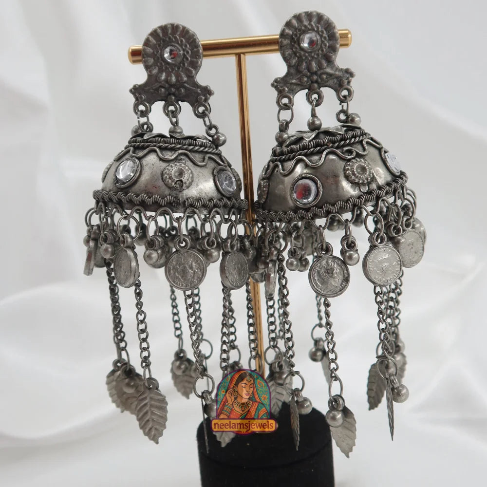 Meena Oxidized Jhumke