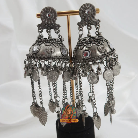 Meena Oxidized Jhumke