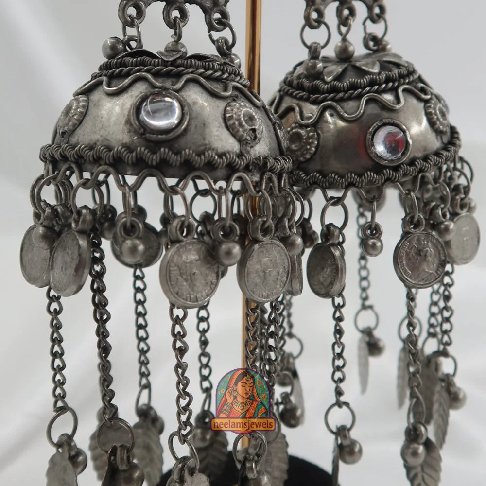 Meena Oxidized Jhumke
