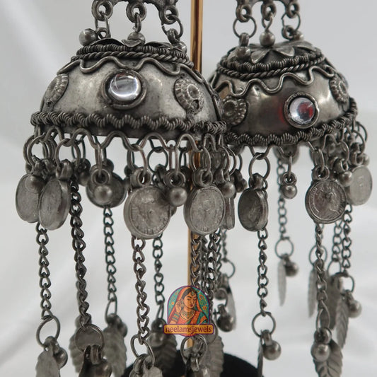 Meena Oxidized Jhumke