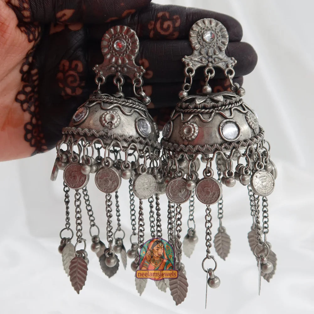 Meena Oxidized Jhumke