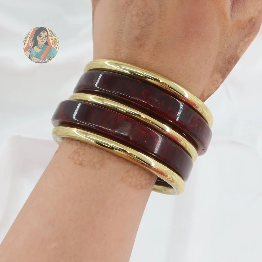 Meera Resin/Brass Bangle Stack