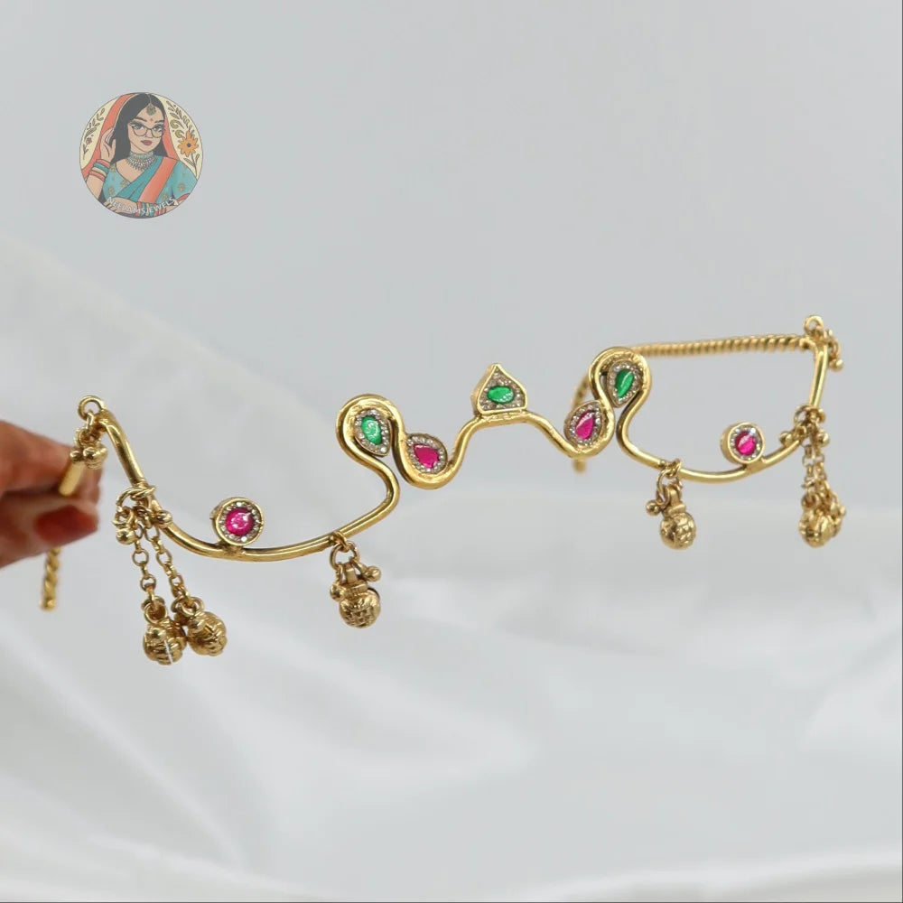 Megha Gold Facelet - Green/Pink