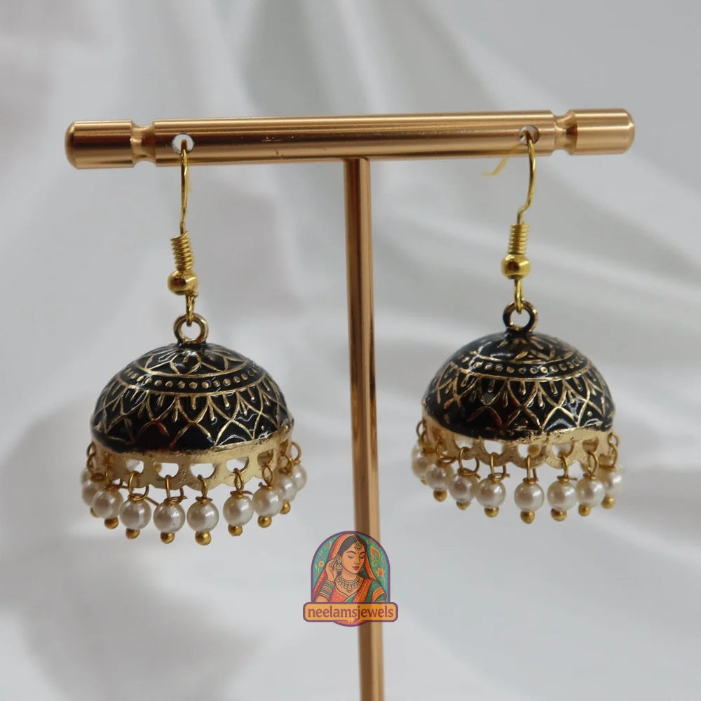 Mehfil Meenakari Jhumka Black