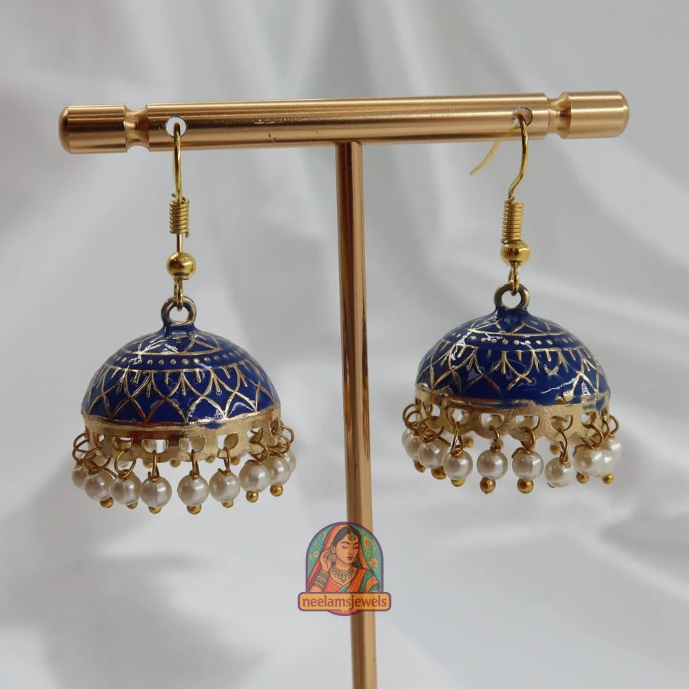 Mehfil Meenakari Jhumka Blue