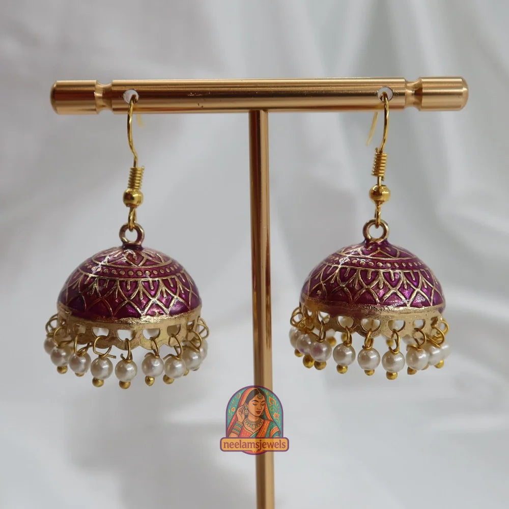 Mehfil Meenakari Jhumka Purple