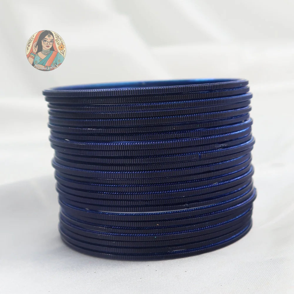 ’Midnight Navy’ Shiny Plain Bangle Set