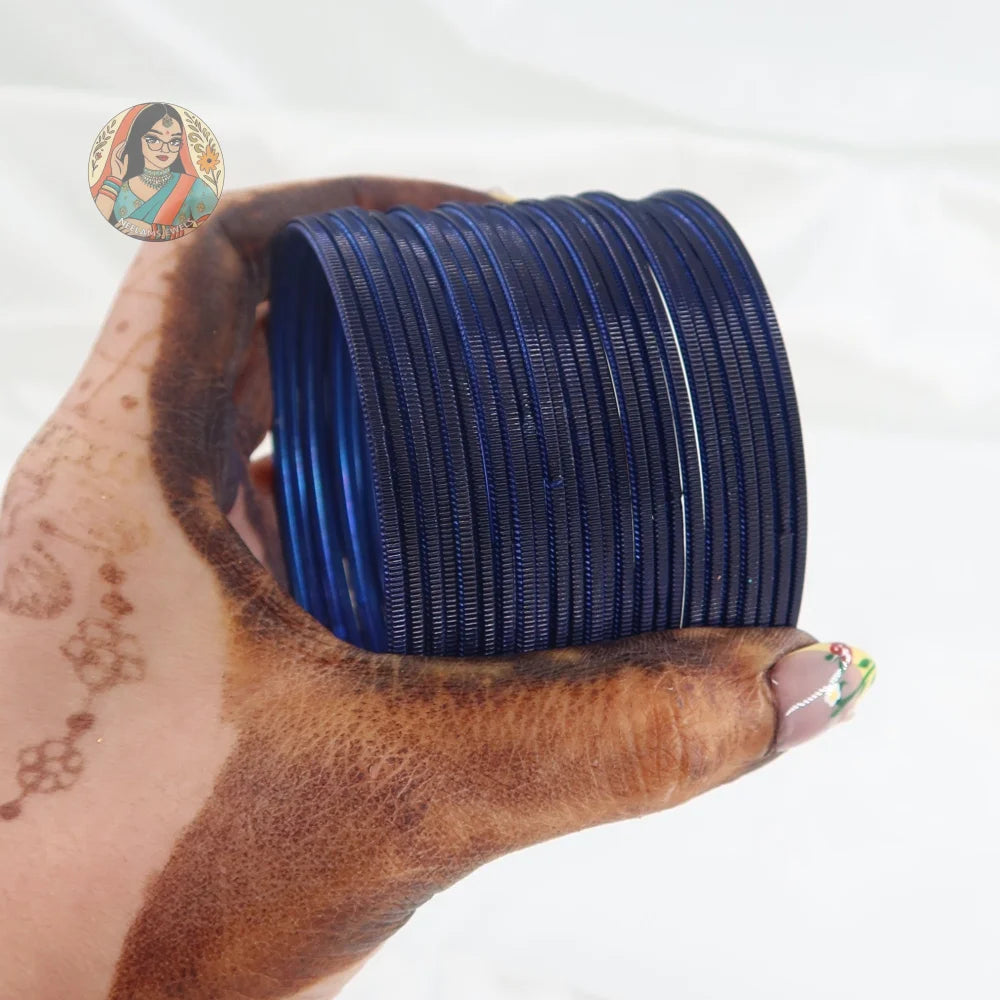 ’Midnight Navy’ Shiny Plain Bangle Set