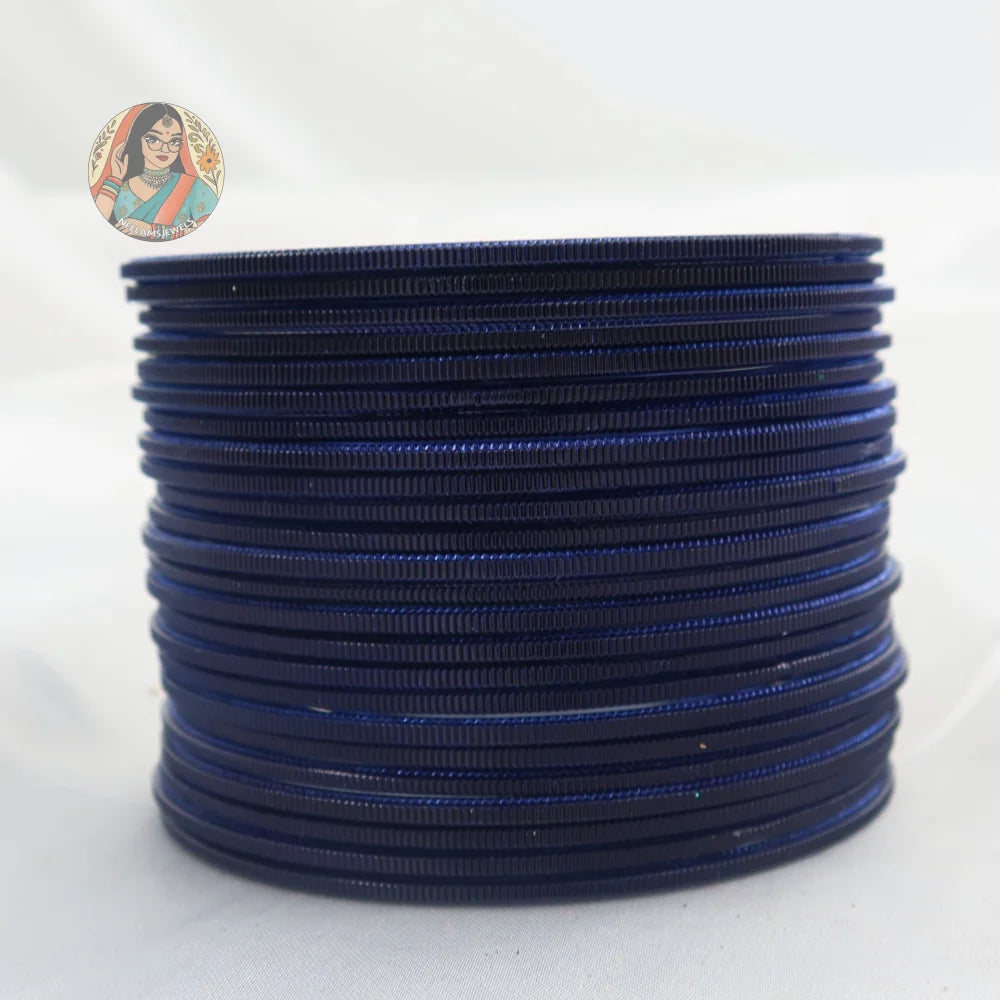 ’Midnight Navy’ Shiny Plain Bangle Set