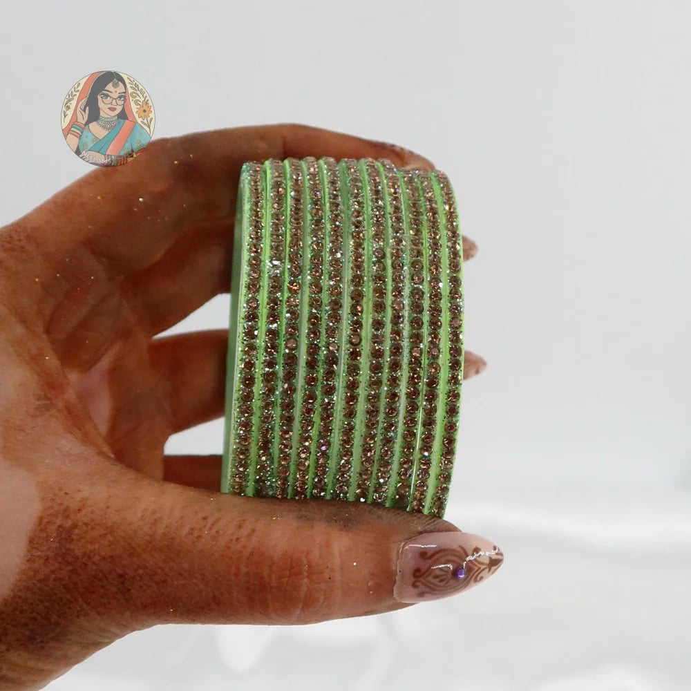 ’Mint Green’ Bebo Glitter Glass Bangle Set